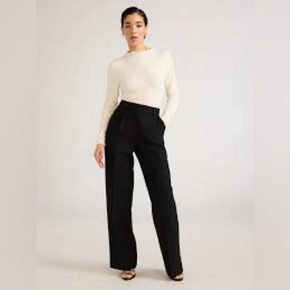 NWT SOFIA 2 Pleated Stretchy Twill Dressy Black Belted Preppy Pants
